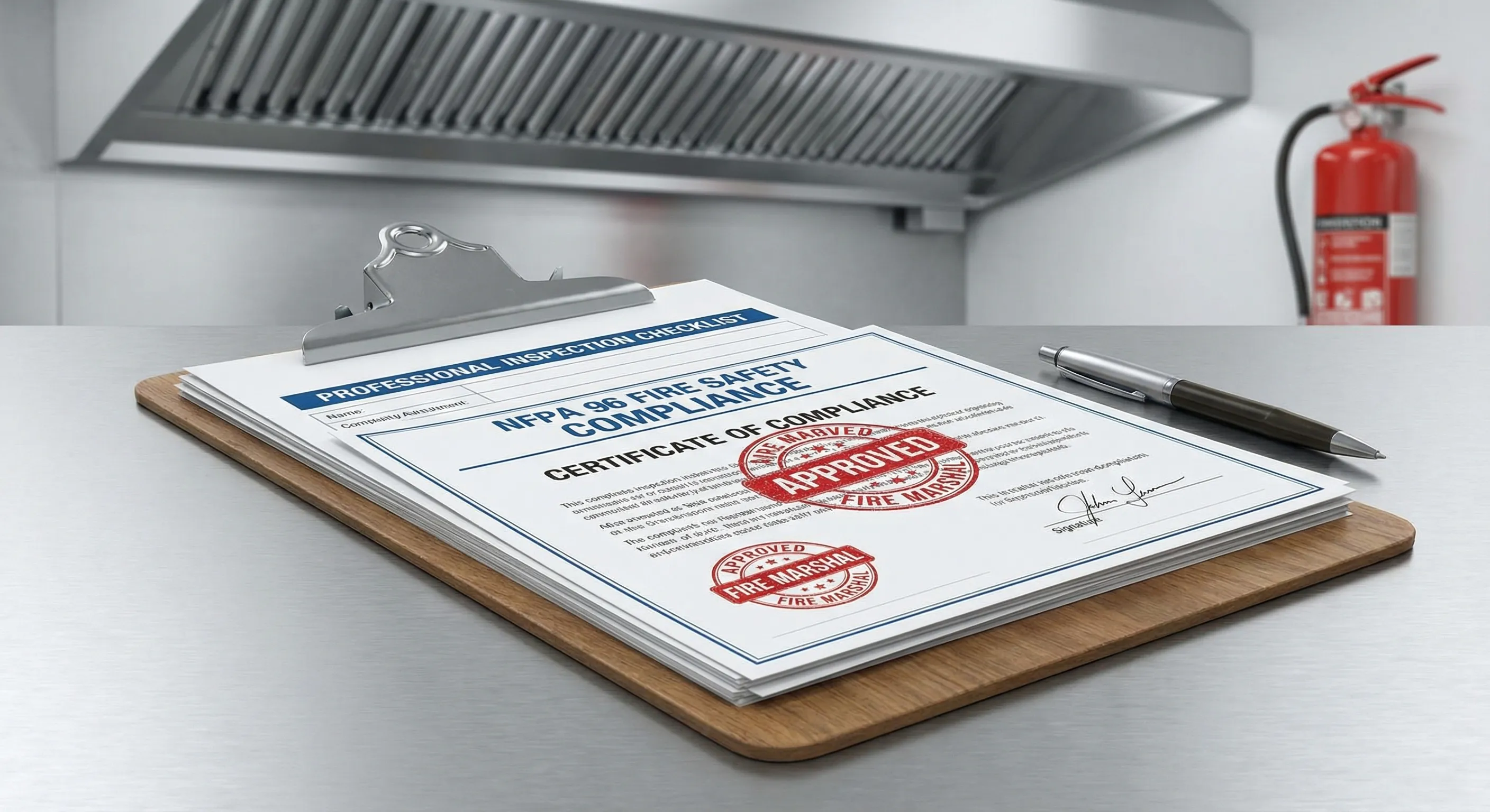NFPA 96 compliance documentation and certificates